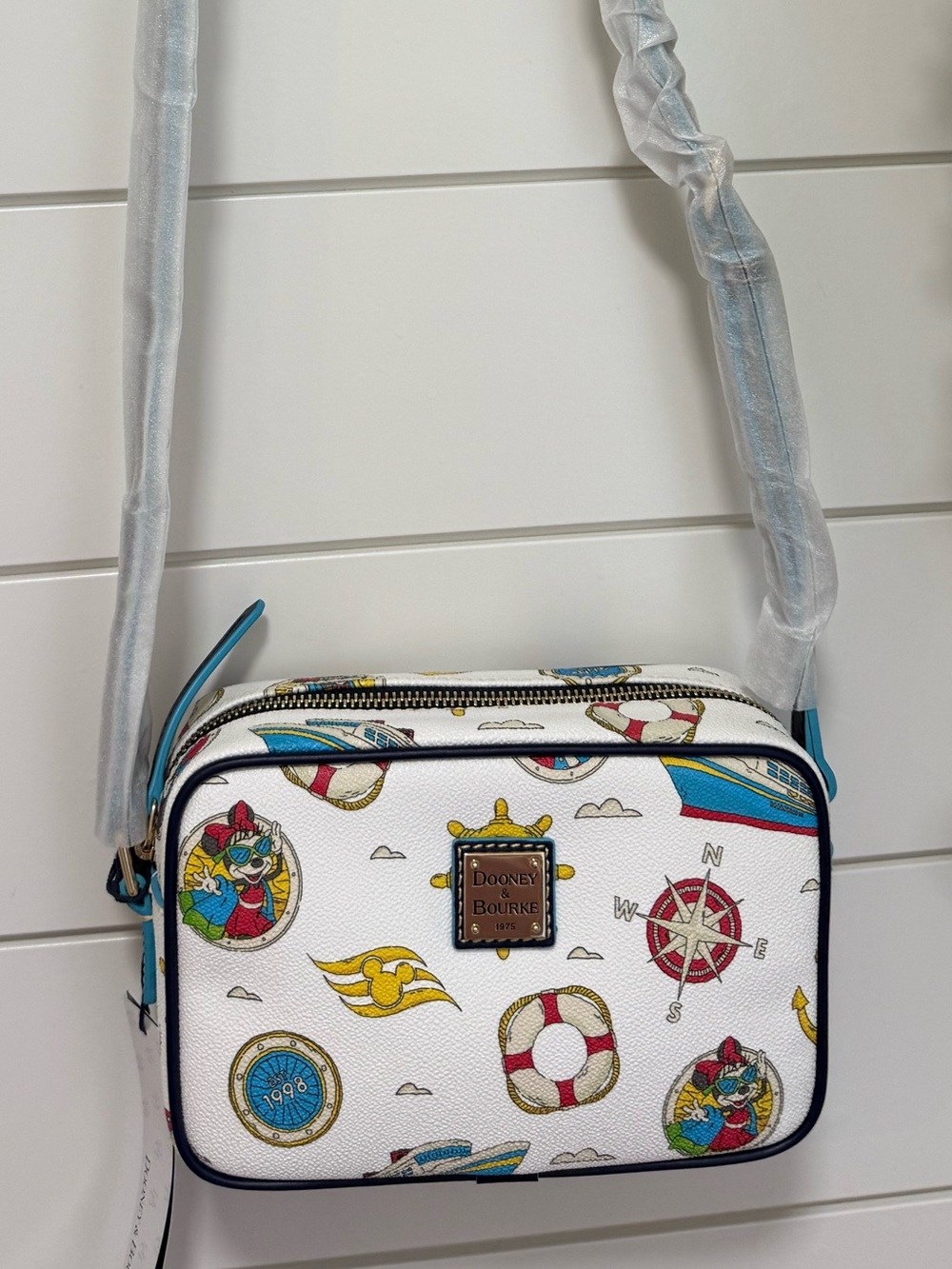 NWT Dooney & Bourke Disney Cruise Line White Nautical Print Crossbody Bag